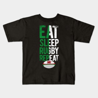 Eat sleep rugby repeat Wales rugby 2 Kids T-Shirt